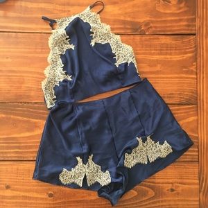 Victoria Secret Navy & Lace Sleep Set